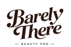 Barely There Beauty Pro professional brow and lash supply logo for estheticians featuring luxury editorial typography in dark espresso brown.