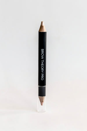 Brow Theory Pro Brow Highlighting Duo featuring a matte pink highlighter and champagne shimmer for defining and brightening the brows.